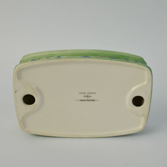 Laura Ashley Handpainted Spring Bloom Soap Dish Quilted Design Green Floral - Picture 6 of 7